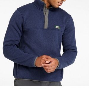 L.L. Bean Men’s Sweater Fleece pullover size XL navy quarter snap outdoor hiking